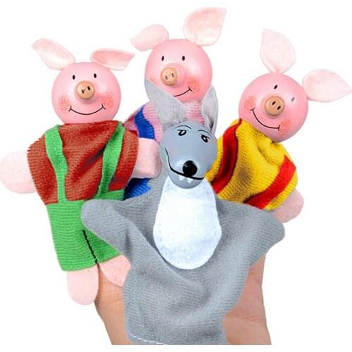 4pcs Finger Puppets Three Little Pigs And Wolf Kids Hand Puppets Children Tell Story Toys High-quality Gifts Gadgets Игрушки