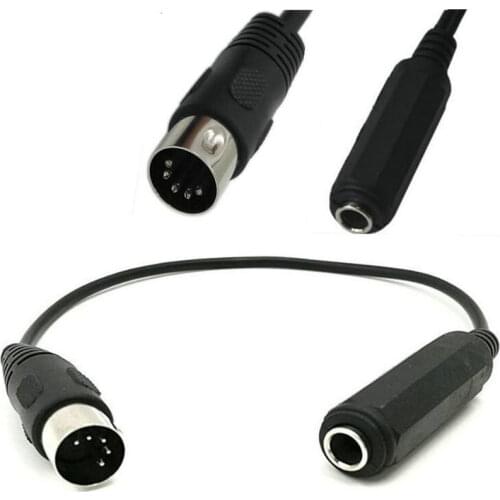 5pcs/lot MIDI 5-Pin Din Male to Monoprice 6.35mm (1/4 Inch) Female TRS Stereo Audio Extension Cable for MIDI keyboard