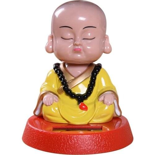60% Hot Sale Solar Power Flip Flap Pot Swing Toy Cartoon Monk Figurine Car Ornament Decor Auto Interior Decoration
