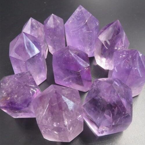 8pcs Crystal Point Natural Brazil Amethyst Quartz Wand Single Terminated Reiki Healing
