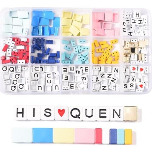 Diy letterbeads charm bracelet enamel tile beads jewelry making stackable tila metal beads square myuki Japanese beads women