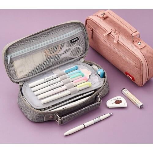 Kawaii Portable Double-Layer Waterproof Pencil Case Large-Capacity School Pencil Pouch Office Supplies Korean Stationery Bags