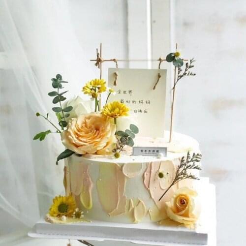 DIY Flower Stand Happy Birthday Cake Topper Kids Baby Shower Wedding Bachelorette Party Supplies Candy Bar Cake Decorations