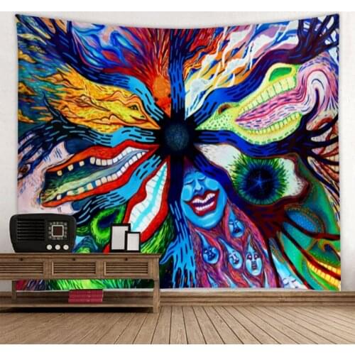 Mushroom Psychedelic Abstract Tapestry Art Deco Blanket Curtain Hanging Home Bedroom Living Room Decoration Hippie