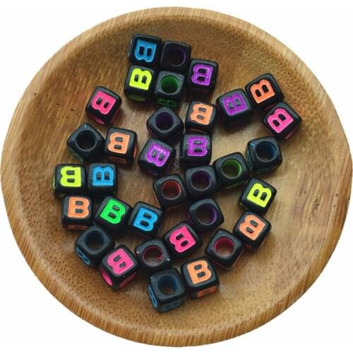 Individual Letter B Printing Acrylic Beads Big Hole Bracelet Jewelry Alphabet English Initial Spacers Ornaments 1900pcs 7mm