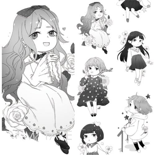 Kawaii Flower Girl Washi Tapes Bullet Journal Masking Tape Adhesive Tape DIY Scrapbooking Decoration Washi Stickers