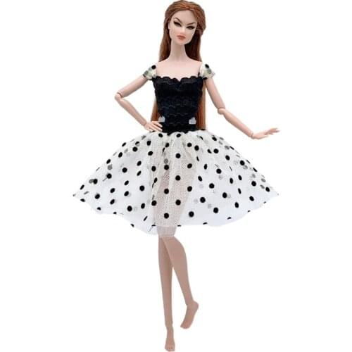 Classic White Black Polka Dresses 11.5" Doll Clothes For Barbie Clothes Outfit Princess Dress Party Gown 1/6 BJD Accessories Toy