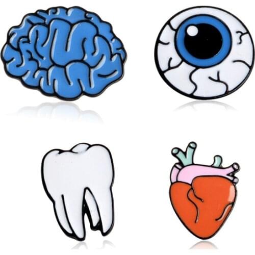 Creative Brain Brooch Heart Eyeball Teeth Badges Shirt Enamel Pins Broches for Men Women Badge Pins Brooches Jewelry Accessories