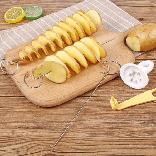 Kitchen accessories spiral potato cuts multi-functional hand shake chopper manual cyclone potato slicer kitchen gadget sets