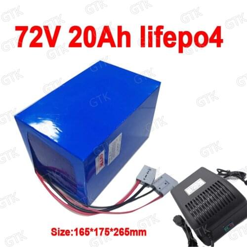 GTK lithium 72v 20Ah lifepo4 battery Lithium iron phosphate deep cycle for 3000w bike scooter Tricycle inverter + 3A charger