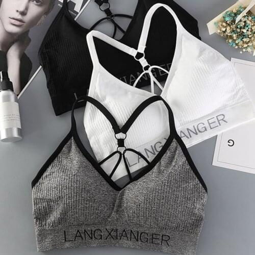 Sexy Letter Print Tank Top For Women Push Up Bra Lingerie Wire Free Fashion Breathable Underwear