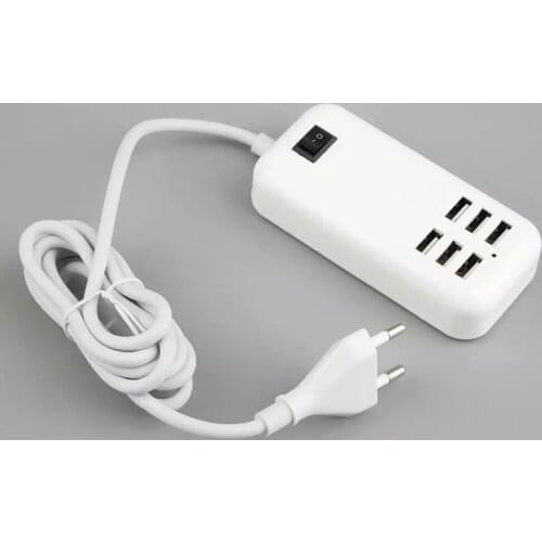 6 Port USB Wall Charger EU Plug Adapter 5V 4A 20W with Switch Whole/xj