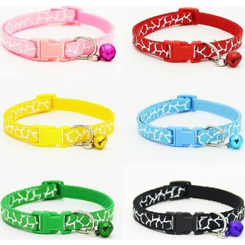 Candy Color Adjustable Pet Cat Bell Nylon Collar for Small Dog Neck Chain Pink Red Yellow Blue Green Black One size