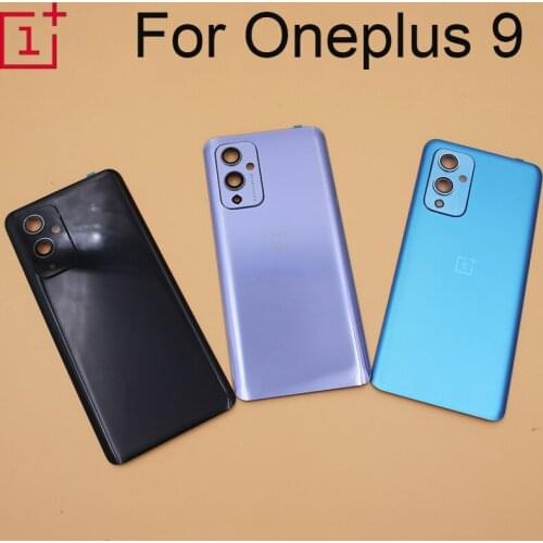 Original New For OnePlus 9 Back Battery Cover Door Rear Glass For One Plus 9 1+9 Back Housing Cover Case With Camera Lens Frame
