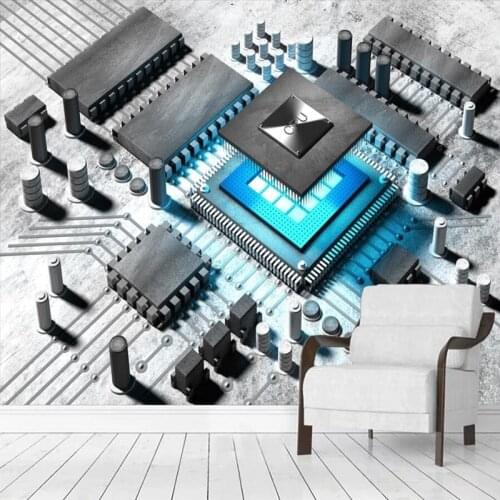 Custom 3D Photo Wallpaper Technology Artificial Intelligence CPU Computer Circuit Board Poster Wall Painting Mural Living Room