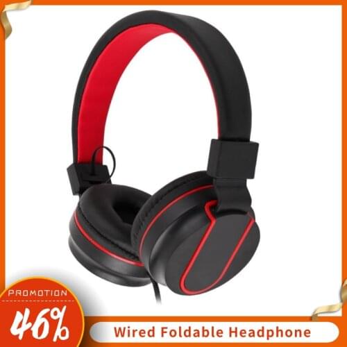 Wired Foldable Portable HiFi Stereo Headphone Heavy Bass Gaming Headset Adjustable Earphones with Mic music headset FM Earphone