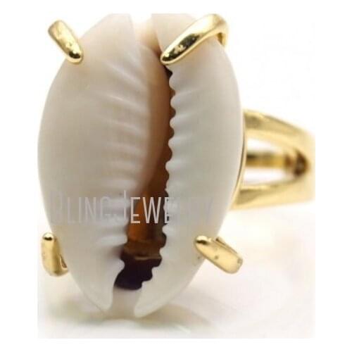RM18839 Cowrie Shell Ring Gold Electroplated Cowrie Shell On An Adjustable Gold Electroplated Ring