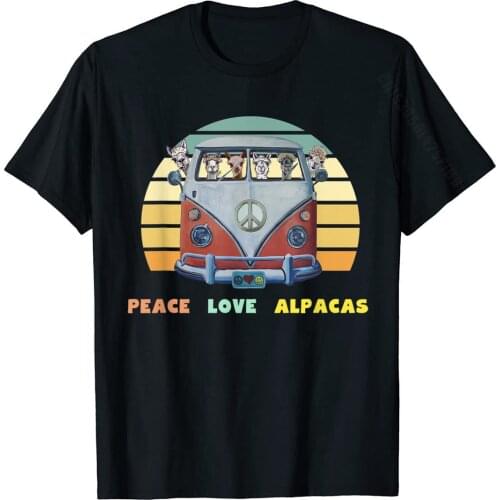 Peace Love Alpacas Shirt, Alpacas T-Shirt, Alpacas' Hippie Van Tops T Shirt Family Design Cotton Student T Shirt Design