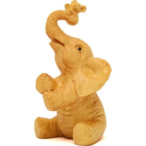 Boxwood Mini Elephant Koala Figurines Wood Micro Animals Statue Creative Gifts Lucky Charm Home Decor Car Ornament GY118