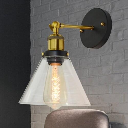 Vintage Glass Iron Wall Lights for Home Kitchen Dining Room Decoration E27 Bulb Base abajur Lamp