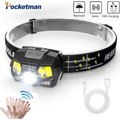 COB Headlamp18650 headlight USB rechargeable head lamp Searchlight lantern flashlight head Outdoor for camping Fishing hunting