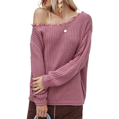 Autumn Winter Loose Sweater Women Solid Knitted Sweaters Women Long Sleeve Off the Shoulder Pullover Female Jumper Cashmere New