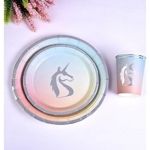 Birthday Decoration Unicorn Paper Plate Cup Straw Kids Birthday Party Wedding Disposable Tableware Decorations Supplie