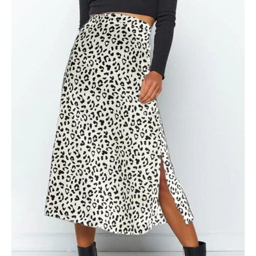 New Summer Women Skirts Split Leopard High Waist A-line Skirt Fashion Sexy All-match Midi Skirts Beach Party