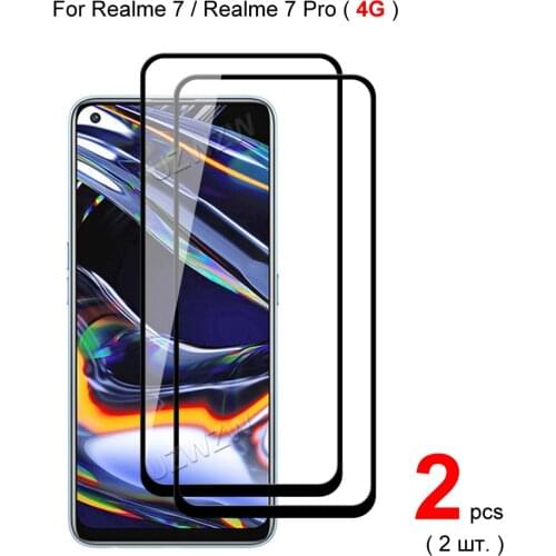 2pcs For Realme 7 / 7 Pro ( 4G ) Full Cover Tempered Glass Screen Protector Protective Glass Guard Film