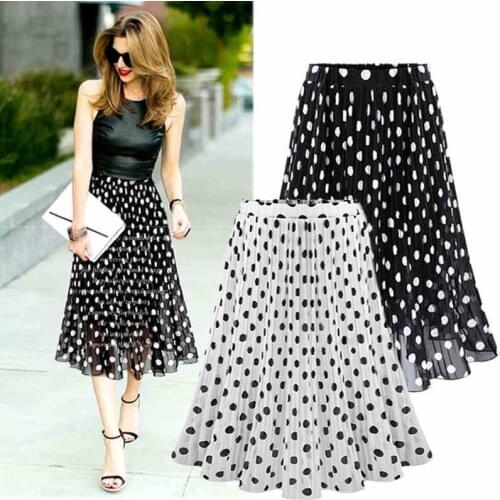 Europe and the United States womens fat MM wave point hot style big yards long chiffon skirts