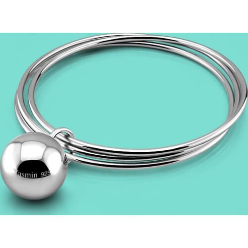 Female 925 Sterling Silver Bracelet Simple Three Ring Bracelet Fashion Bell Pendant Solid Silver Bracelet Girls Fashion Jewelry