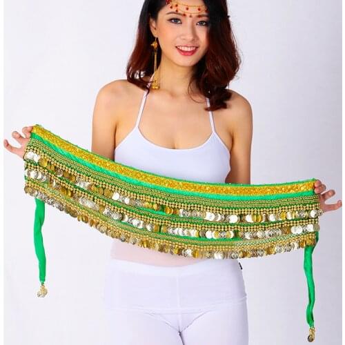 Hip Scarf Belly Dance Belt Oriental Dance Woman Bellydance Waist Chain Gold Coin Bellydance Costume 13 Color
