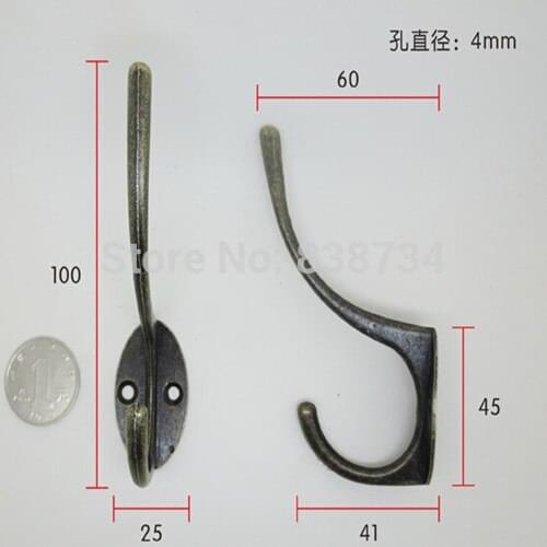 10pcs 100*60*25 home decoration wall hook wall hanger handbag holder hook metal vintage hook for clothes bags wall key holder