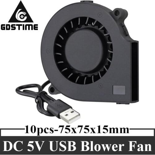 10 pcs/lot Gdstime 7cm 5V USB Brushless DC Cooling Blower Fan 75mm 7515S 75x15mm Centrifugal Fans