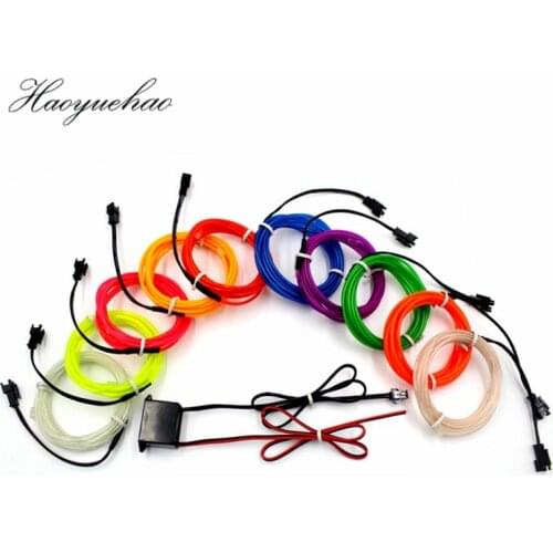 2M flexible Auto Car Interior LED EL Wire Rope Tube Line neon light glow salon flat strip Pathway ice blue Lighting 12V