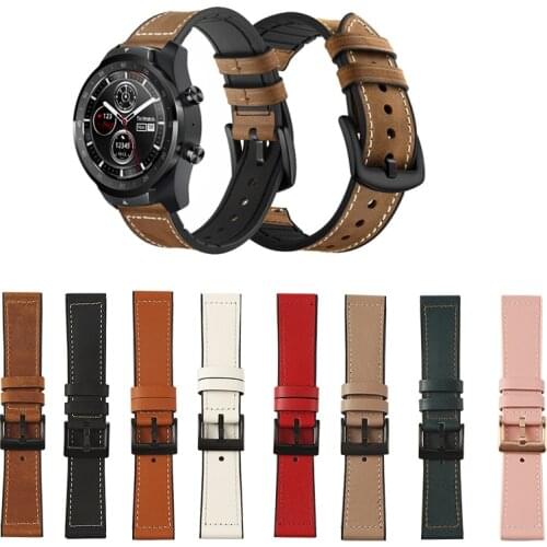 20mm 22mm Leather Watch Band Strap for Ticwatch E 2 Smart Watch Wrist band for Ticwatch Pro E2 S2 GTX Pro3 Pro 2020 4G strap