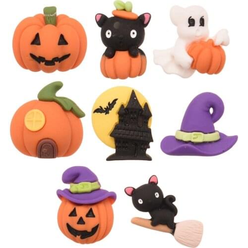 24PCS 0.8inch Halloween Resin Supplies for Hair Bows Center Kids Hair Accessories DIY Headwrap Hair Rope Halloween Headwrap