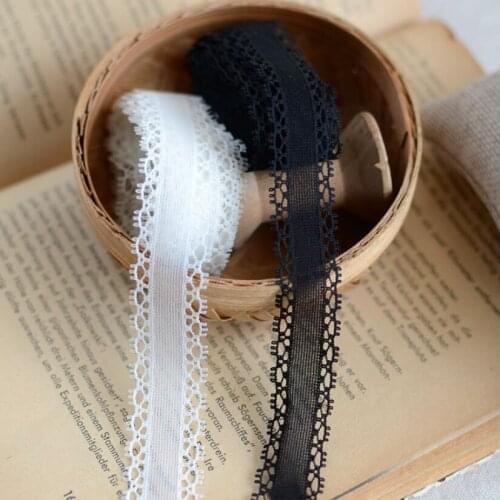 5 Meters/lot Width 2cm Off White Black Smooth Bilateral Lace Applique Trim Ribbon DIY Clothing Garment Dress Accessories