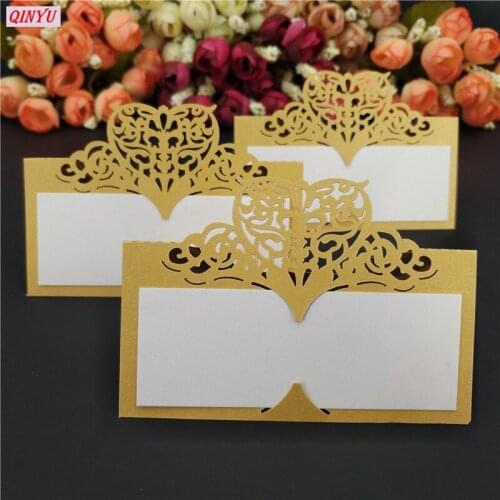 50Pcs Laser Cut Heart Shape Seat Card Place Name Card Wedding Name Cards Wedding Birthday Party Decorations 6Z-SH871-50
