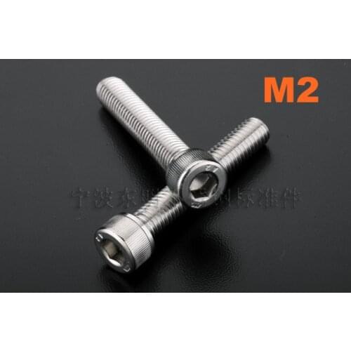 500pcs/lot M2*2/3/4/5/6/8/10/12/14/16/18/20/22/25/28/30/40 DIN912 Stainless steel hex socket head cap screw