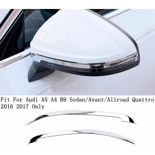 Accessories For Audi A5 A4 B9 Sedan / Avant / Allroad Quattro 2016 2017 Outside Rearview Mirror Strip Lid Molding Cover Kit Trim