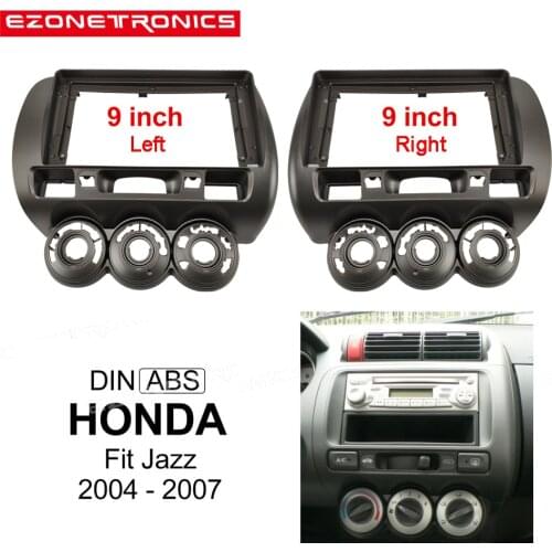 1/2Din Car DVD Frame Audio Fitting Adaptor Dash Trim Kits Facia Panel 9" For Honda Fit Jazz RW 2004-2007 Double Din Radio Player