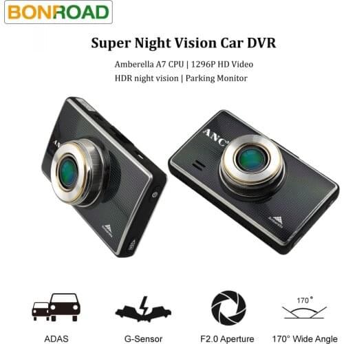 Bonroad Night Vision Car DVR Dash Camera 4K2K Auto Driving Recorder G-sensor GPS ADAS Parking Monitor 60fps Safe Reminder