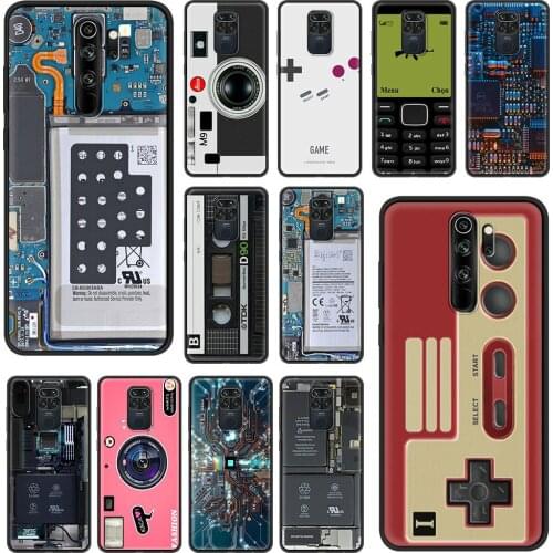 For Xiaomi Redmi Note 9S 9 Pro Case Soft Phone Cover 8 8T 10 7 9C 9A 9T 8A K40 Shockproof 6 6A Funda Retro Camera Circuit Board