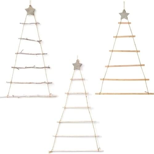 YYSD Nordic Style DIY Wooden Christmas Tree Artificial Fake Kids Gifts Ornaments Wall Hanging Decoration