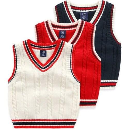 Childrens Clothing 3-7 Y Baby Boys V Neck Knitted Vest Fashion Striped College Style Waistcoat For Boy Kids Casual Knit Vest