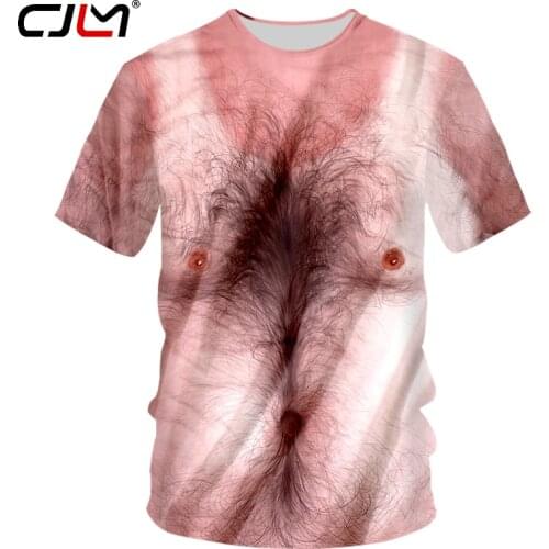 CJLM Mens 3D Body Tshirts Funny Print Chest Hair Muscle Pink T-shirt Man Short Sleeve O Neck Fitness Tee Shirts Unisex Tops 7XL