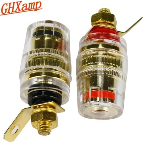 GHXAMP M4 Speaker Terminal Amplifier Binding Post With Crystal Case Banana Speaker Plug Jack Pure Copper Long tail 2pcs