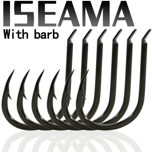 ISEAMA Fishing Hooks Set Barbed Carp Hook High Carbon Steel Sea Fishinhook Fly Fishing Accessories Tackle