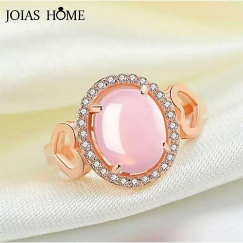Joiashome Trendy 925 Sterling Silver Women Ring Round Design Pink Gemstone Jewelry Hot Selling Engagement Gifts Wholesale 2021